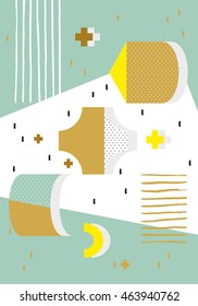 Trendy geometric elements memphis cards. Retro style texture, pattern and geometric elements. Modern abstract design poster, cover, card design. eps 10