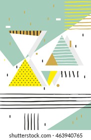 Trendy geometric elements memphis cards. Retro style texture, pattern and geometric elements. Modern abstract design poster, cover, card design. eps 10