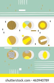 Trendy geometric elements memphis cards. Retro style texture, pattern and geometric elements. Modern abstract design poster, cover, card design. eps 10