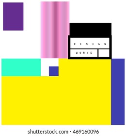 Trendy geometric elements memphis cards design. Retro style texture, pattern and elements. Modern abstract design poster and cover template