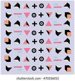 Trendy geometric elements memphis cards. Retro style texture, background and geometric pattern. Modern abstract design poster, cover, and wallpaper