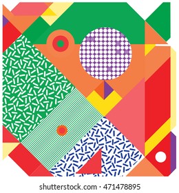 Trendy geometric elements memphis cards design. Retro style texture, pattern and elements. Modern abstract design poster and cover template