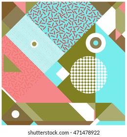 Trendy geometric elements memphis cards design. Retro style texture, pattern and elements. Modern abstract design poster and cover template