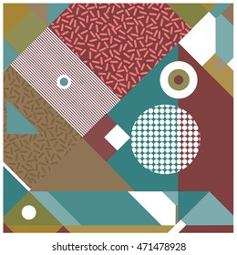 Trendy geometric elements memphis cards design. Retro style texture, pattern and elements. Modern abstract design poster and cover template