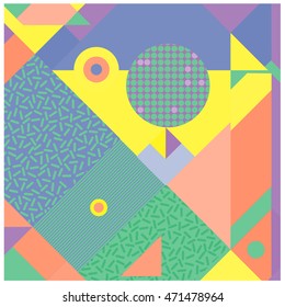 Trendy geometric elements memphis cards design. Retro style texture, pattern and elements. Modern abstract design poster and cover template