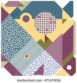 Trendy geometric elements memphis cards design. Retro style texture, pattern and elements. Modern abstract design poster and cover template