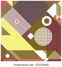 Trendy geometric elements memphis cards design. Retro style texture, pattern and elements. Modern abstract design poster and cover template