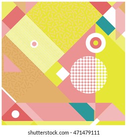 Trendy geometric elements memphis cards design. Retro style texture, pattern and elements. Modern abstract design poster and cover template