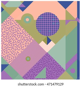 Trendy geometric elements memphis cards design. Retro style texture, pattern and elements. Modern abstract design poster and cover template