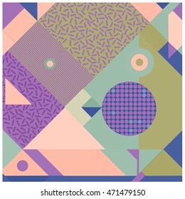 Trendy geometric elements memphis cards design. Retro style texture, pattern and elements. Modern abstract design poster and cover template