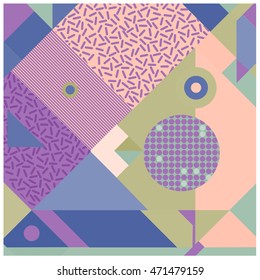Trendy geometric elements memphis cards design. Retro style texture, pattern and elements. Modern abstract design poster and cover template