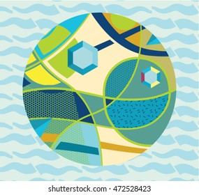 Trendy geometric elements memphis cards. 