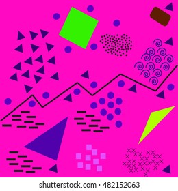 Trendy geometric elements memphis cards. Retro style texture, pattern and geometric elements. Modern abstract design poster, cover, card design.