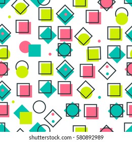 Trendy geometric elements memphis cards. Retro style texture, pattern and geometric elements. Modern abstract design poster, cover, card design.