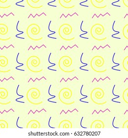 Trendy geometric elements memphis cards, seamless pattern. Retro style texture. Modern abstract design poster, cover