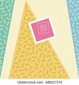 Trendy geometric elements memphis cards. Retro style texture, pattern elements. Modern abstract design poster, cover, card design.