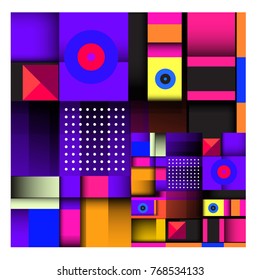 Trendy geometric elements memphis colorful and glowing design. Retro 90’s style texture, pattern and elements. Modern abstract background design and cover template.