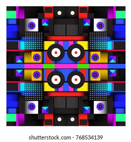 Trendy geometric elements memphis colorful and glowing design. Retro 90’s style texture, pattern and elements. Modern abstract background design and cover template.