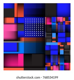 Trendy geometric elements memphis colorful and glowing design. Retro 90’s style texture, pattern and elements. Modern abstract background design and cover template.