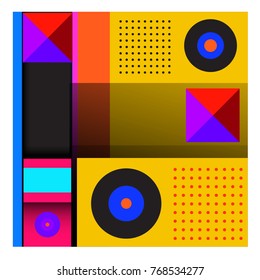 Trendy geometric elements memphis colorful and glowing design. Retro 90’s style texture, pattern and elements. Modern abstract background design and cover template.