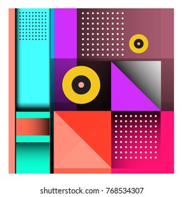 Trendy geometric elements memphis colorful and glowing design. Retro 90’s style texture, pattern and elements. Modern abstract background design and cover template.