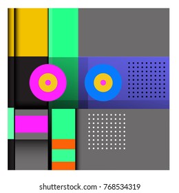 Trendy geometric elements memphis colorful and glowing design. Retro 90’s style texture, pattern and elements. Modern abstract background design and cover template.