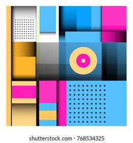 Trendy geometric elements memphis colorful and glowing design. Retro 90’s style texture, pattern and elements. Modern abstract background design and cover template.