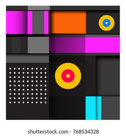 Trendy geometric elements memphis colorful and glowing design. Retro 90’s style texture, pattern and elements. Modern abstract background design and cover template.