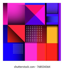 Trendy geometric elements memphis colorful and glowing design. Retro 90’s style texture, pattern and elements. Modern abstract background design and cover template.