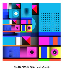 Trendy geometric elements memphis colorful and glowing design. Retro 90’s style texture, pattern and elements. Modern abstract background design and cover template.