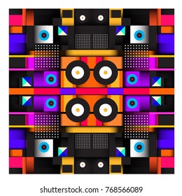 Trendy geometric elements memphis colorful and glowing design. Retro 90’s style texture, pattern and elements. Modern abstract background design and cover template.