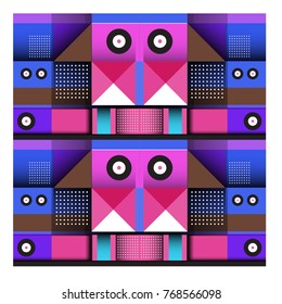 Trendy geometric elements memphis colorful and glowing design. Retro 90’s style texture, pattern and elements. Modern abstract background design and cover template.