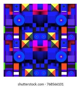 Trendy geometric elements memphis colorful and glowing design. Retro 90’s style texture, pattern and elements. Modern abstract background design and cover template.