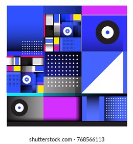 Trendy geometric elements memphis colorful and glowing design. Retro 90’s style texture, pattern and elements. Modern abstract background design and cover template.