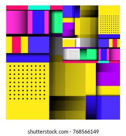 Trendy geometric elements memphis colorful and glowing design. Retro 90’s style texture, pattern and elements. Modern abstract background design and cover template.