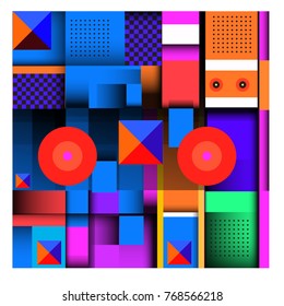 Trendy geometric elements memphis colorful and glowing design. Retro 90’s style texture, pattern and elements. Modern abstract background design and cover template.