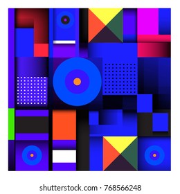 Trendy geometric elements memphis colorful and glowing design. Retro 90’s style texture, pattern and elements. Modern abstract background design and cover template.