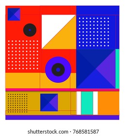 Trendy geometric elements memphis colorful and glowing design. Retro 90’s style texture, pattern and elements. Modern abstract background design and cover template.