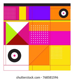 Trendy geometric elements memphis colorful and glowing design. Retro 90’s style texture, pattern and elements. Modern abstract background design and cover template.