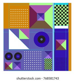 Trendy geometric elements memphis colorful and glowing design. Retro 90’s style texture, pattern and elements. Modern abstract background design and cover template.