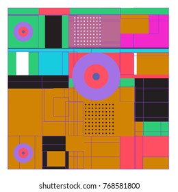 Trendy geometric elements memphis colorful and glowing design. Retro 90’s style texture, pattern and elements. Modern abstract background design and cover template.