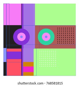 Trendy geometric elements memphis colorful and glowing design. Retro 90’s style texture, pattern and elements. Modern abstract background design and cover template.