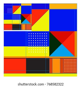 Trendy geometric elements memphis colorful and glowing design. Retro 90’s style texture, pattern and elements. Modern abstract background design and cover template.