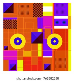 Trendy geometric elements memphis colorful and glowing design. Retro 90’s style texture, pattern and elements. Modern abstract background design and cover template.