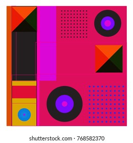 Trendy geometric elements memphis colorful and glowing design. Retro 90’s style texture, pattern and elements. Modern abstract background design and cover template.