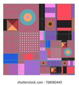 Trendy geometric elements memphis colorful and glowing design. Retro 90’s style texture, pattern and elements. Modern abstract background design and cover template.