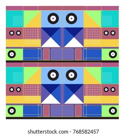 Trendy geometric elements memphis colorful and glowing design. Retro 90’s style texture, pattern and elements. Modern abstract background design and cover template.