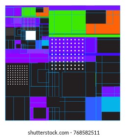 Trendy geometric elements memphis colorful and glowing design. Retro 90’s style texture, pattern and elements. Modern abstract background design and cover template.