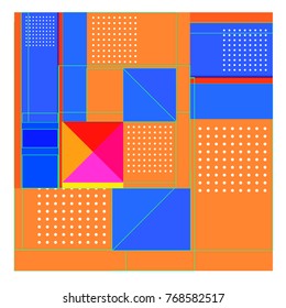 Trendy geometric elements memphis colorful and glowing design. Retro 90’s style texture, pattern and elements. Modern abstract background design and cover template.