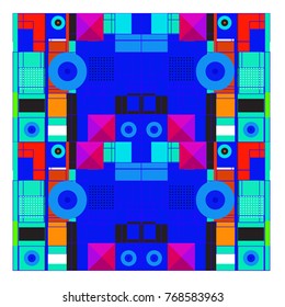 Trendy geometric elements memphis colorful and glowing design. Retro 90’s style texture, pattern and elements. Modern abstract background design and cover template.